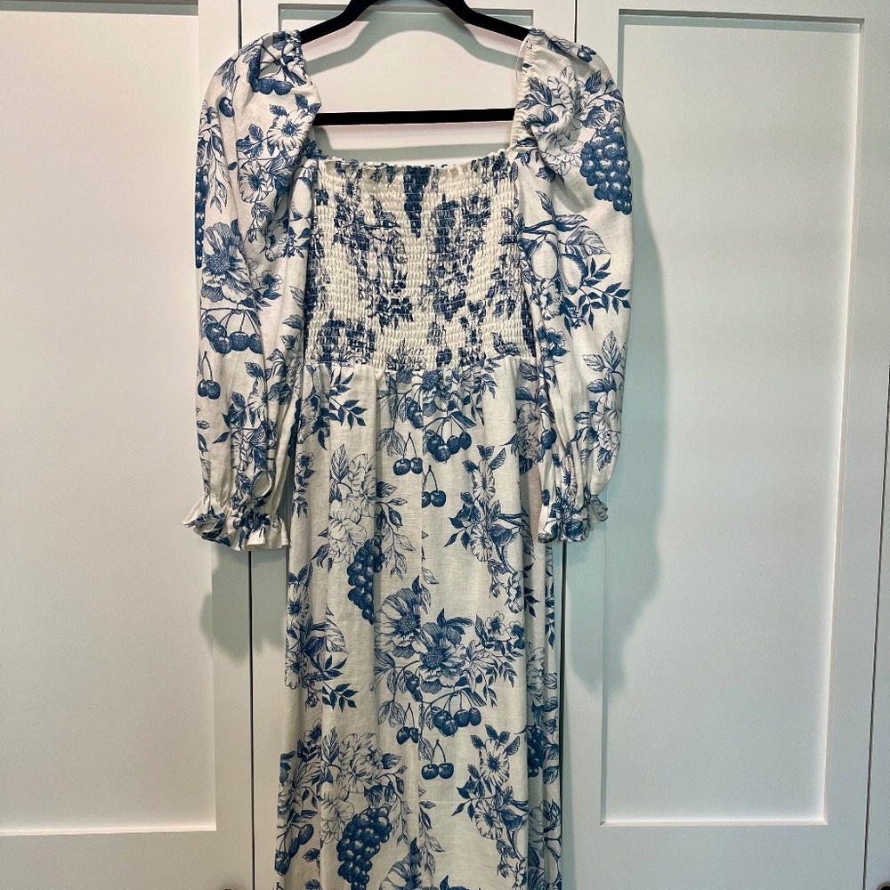 Reformation blue and white floral dress